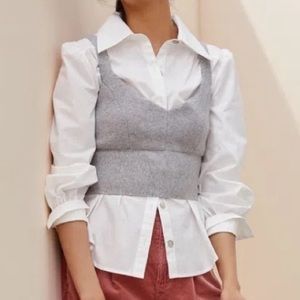 Anthropologie Maeve Cashmere Gray Crop Top